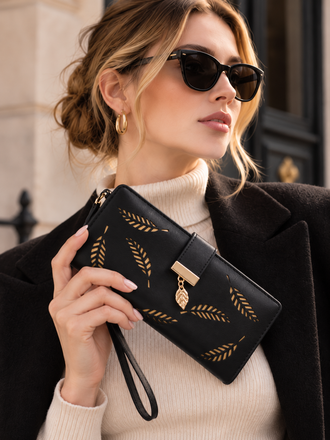 Aurelia Leaf Embossed Long Wallet