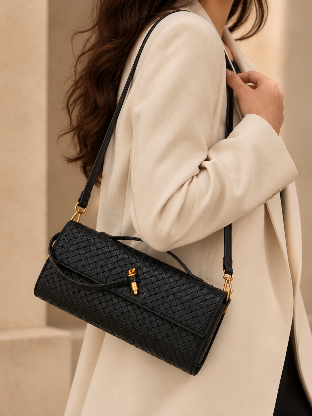 Celeste Woven Leather Shoulder Bag