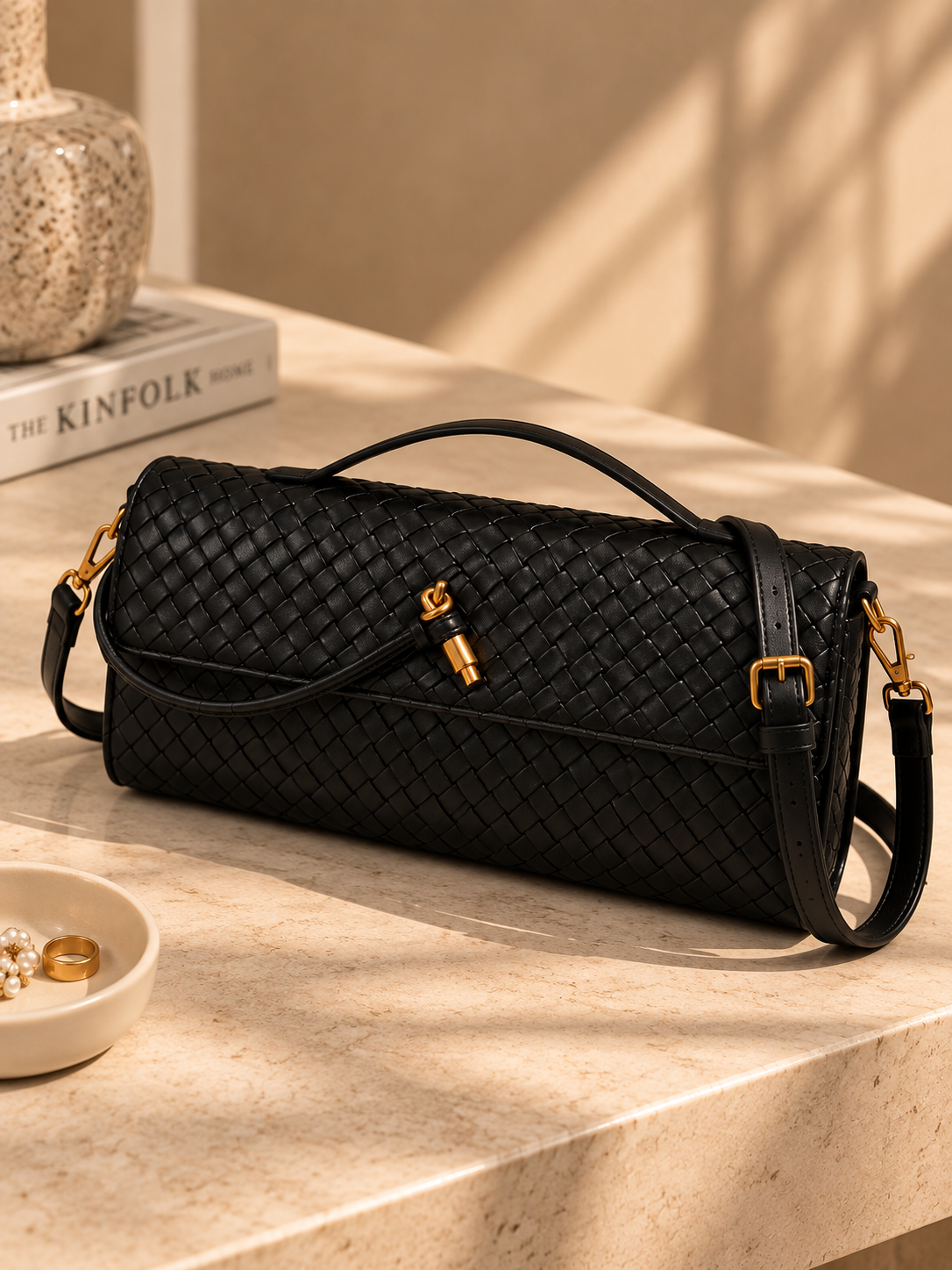 Celeste Woven Leather Shoulder Bag