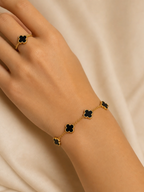 Clover Bracelet | Black & Gold Five Leaf Charm for Women UK