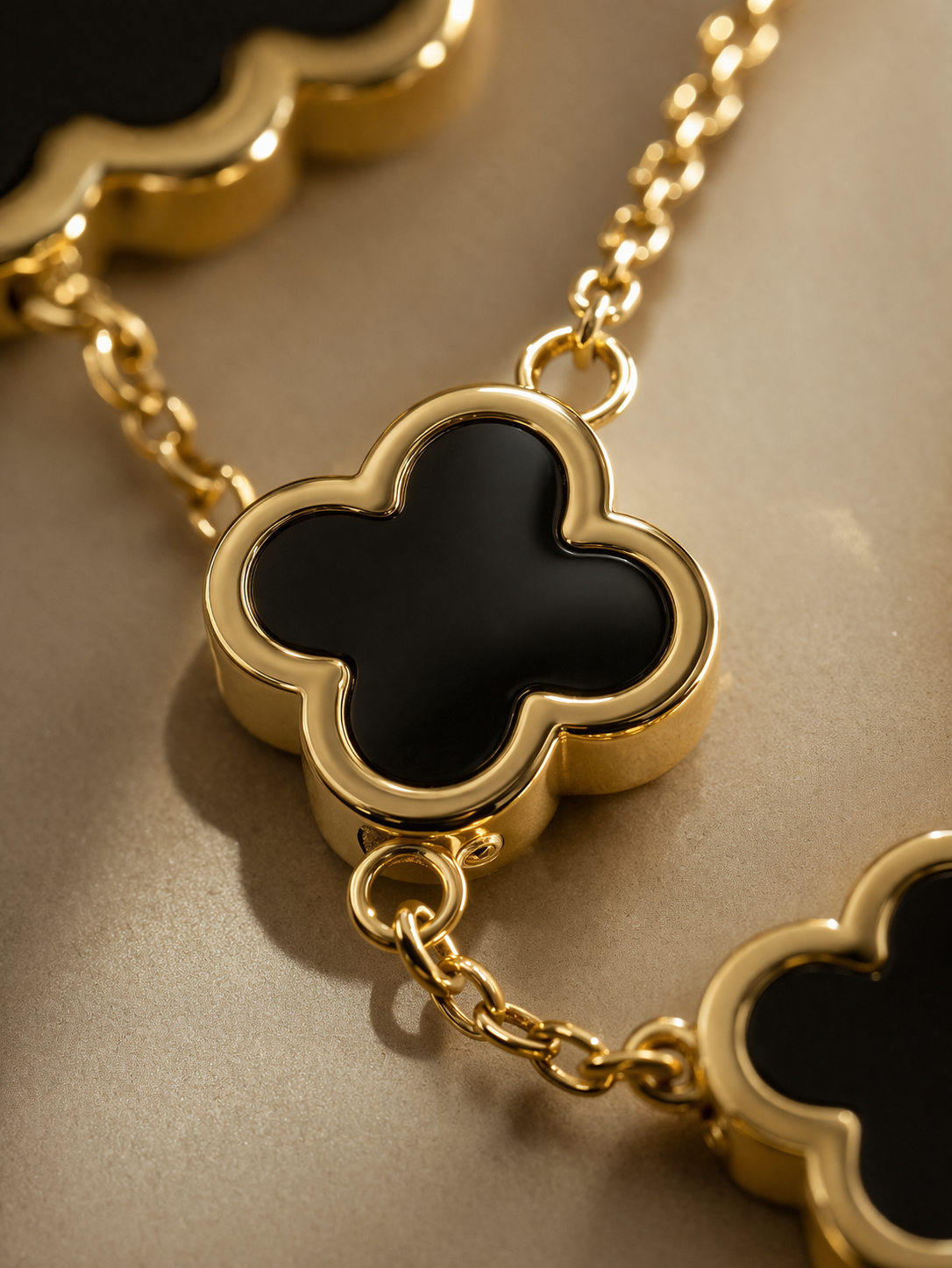 Clover Bracelet | Black & Gold Five Leaf Charm for Women UK