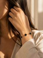 Clover Bracelet | Black & Gold Five Leaf Charm for Women UK