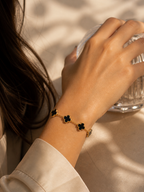 Clover Bracelet | Black & Gold Five Leaf Charm for Women UK
