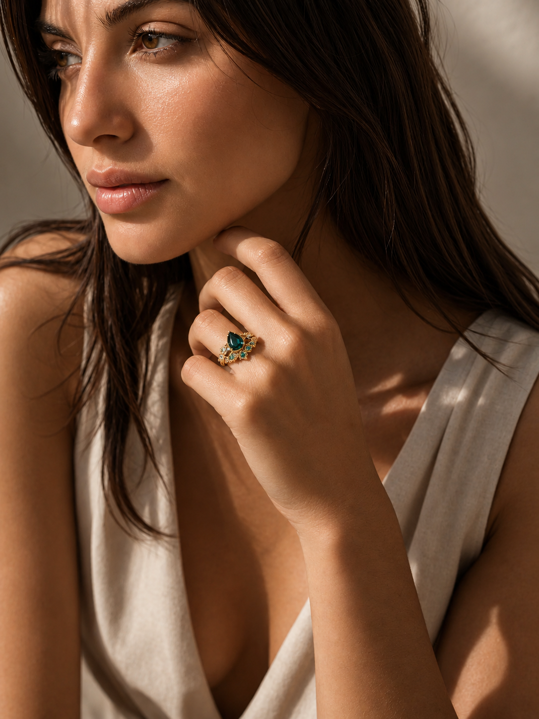 Emerald Drop Ring