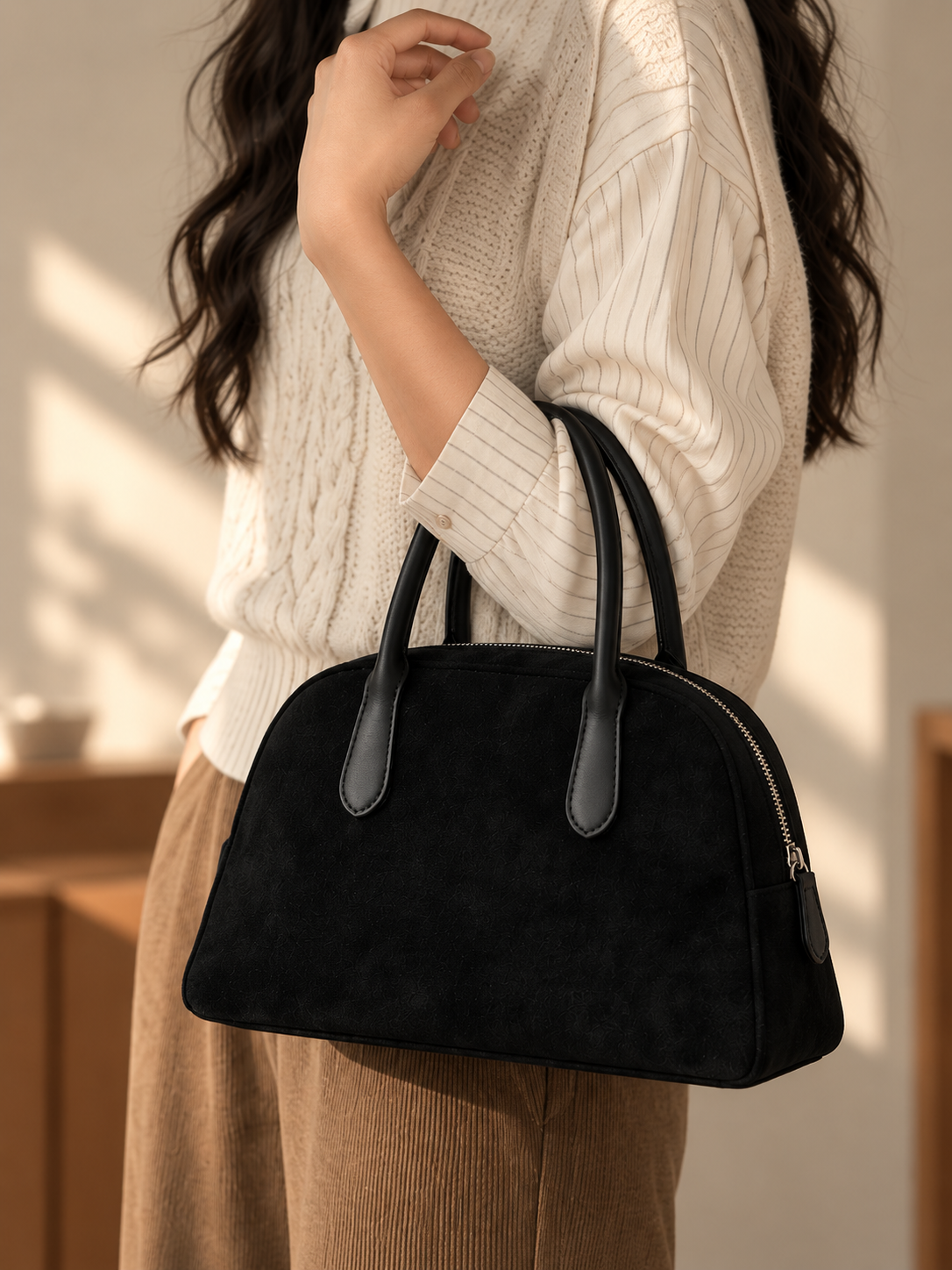 Isabella Suede Shoulder Handbag