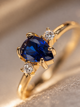 Sapphire Ring for Women | Minimalist Gold Drop Ring UK