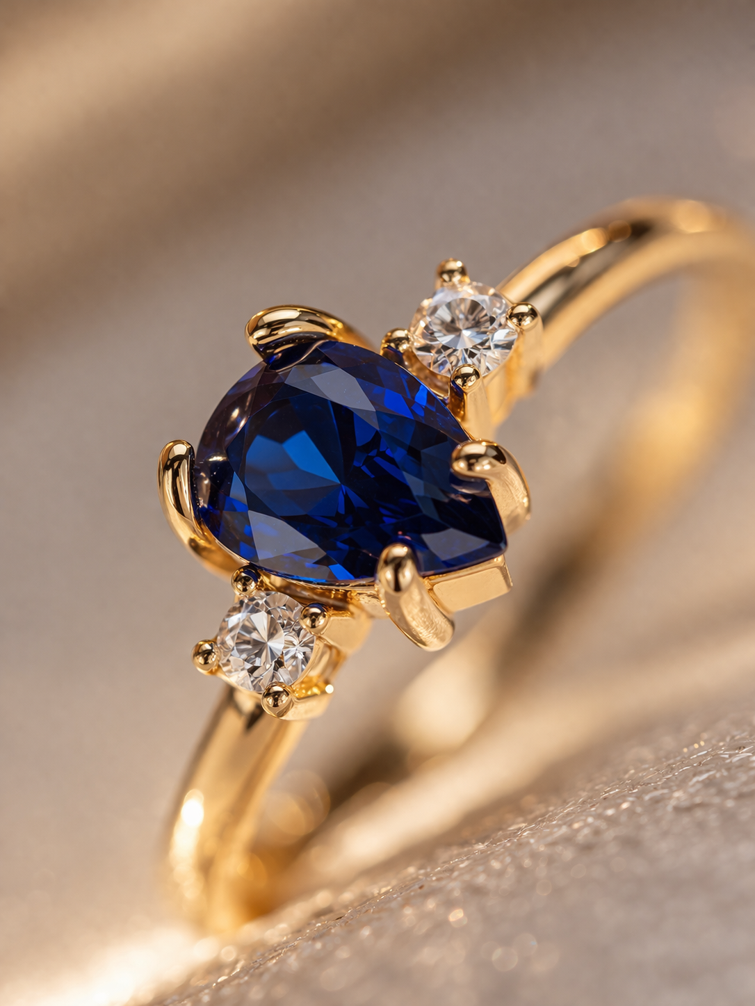 Sapphire Ring for Women | Minimalist Gold Drop Ring UK