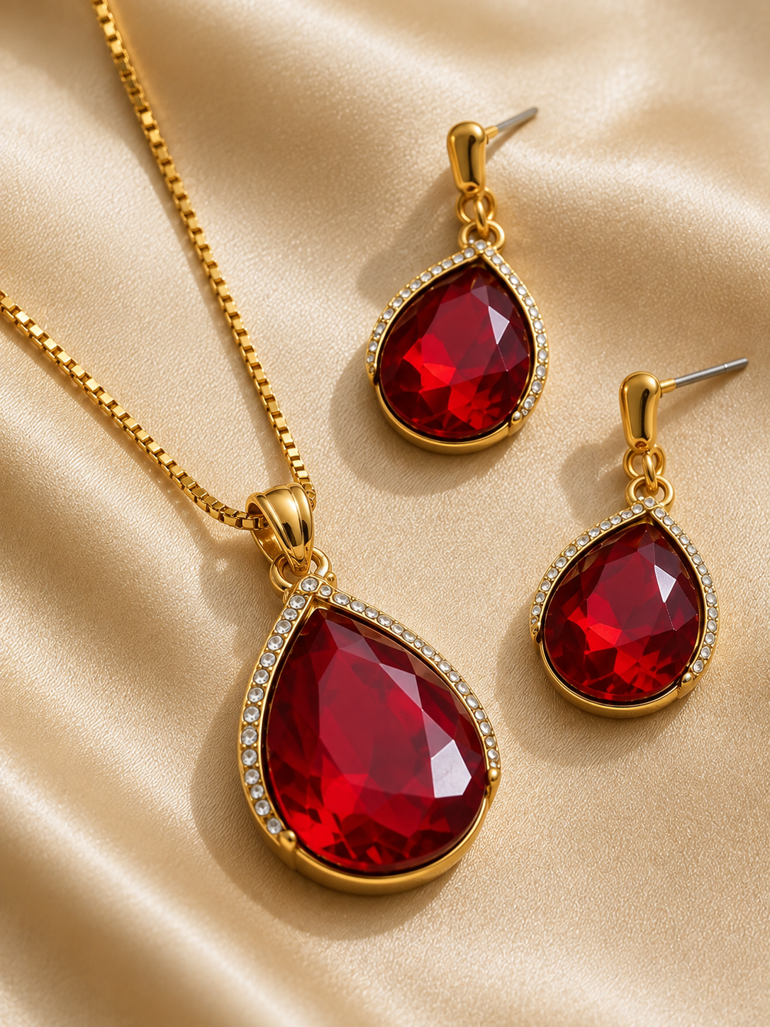 Scarlet Teardrop Jewellery Set