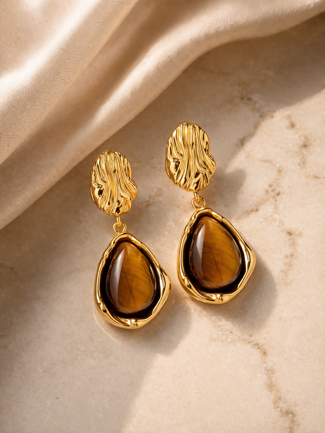 Tiger’s Eye Drop Earrings – Briset London