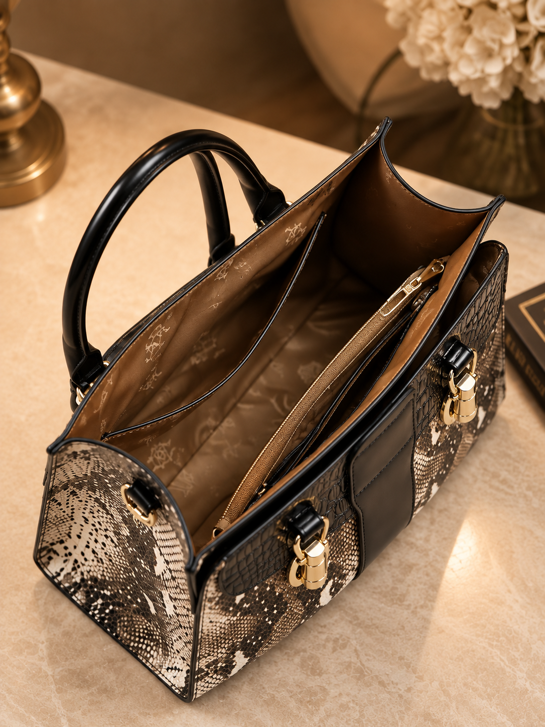 Valentina Embossed Leather Handbag